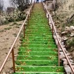 Stairs painted in green art